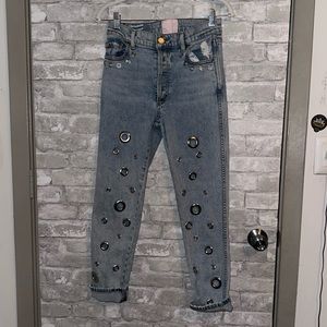 Women's Revice denim grommet ring jeans sz 28 #H1